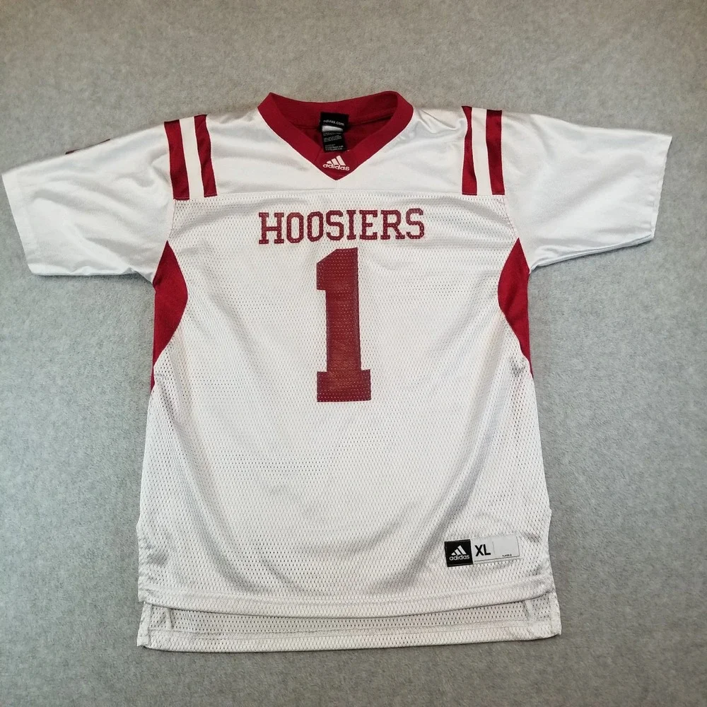 Indiana Hoosiers Jersey Shirt Boys Extra Large White Red Adidas IU Football NCAA